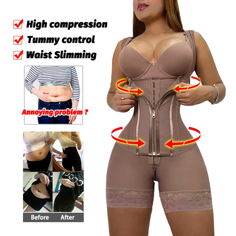 High Compression Girdle Shaper Colombian Fajas Shapewear Postpartum Belly flat Sheath Waist Trainer Belts Woman Extreme Corset